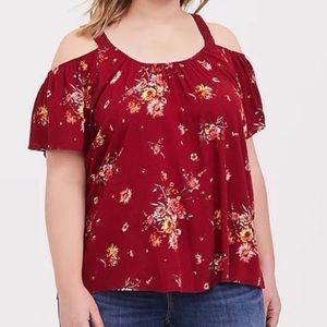 Torrid Cold Shoulder floral top size 0